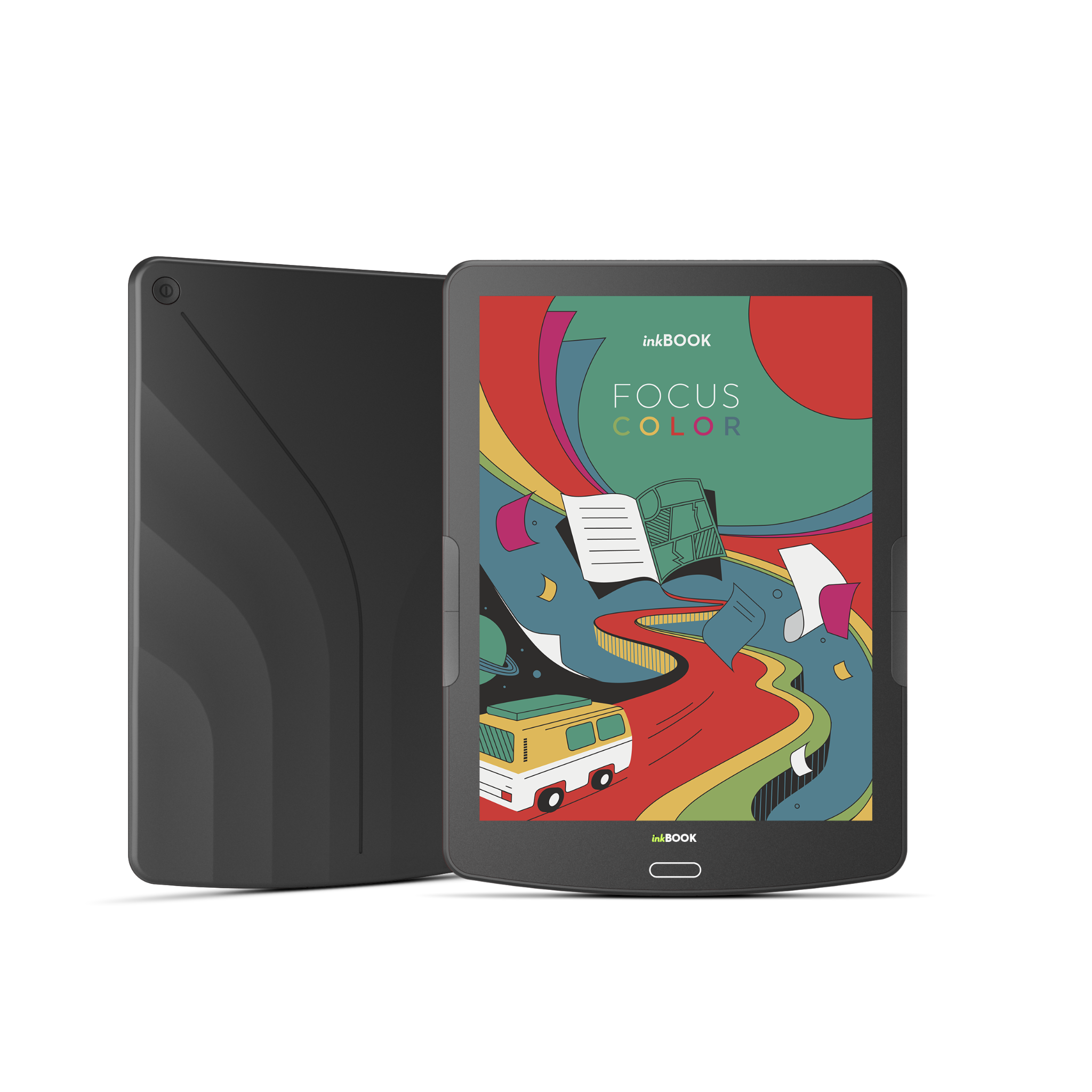 Czytnik ebooków inkBOOK Focus Color tył przód w kolorze czarnym