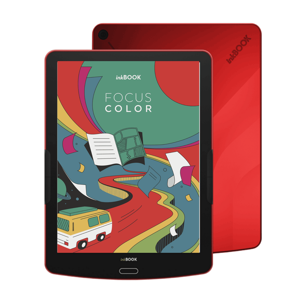 Czytnik ebooków inkBOOK Focus Color Red na biaym tle